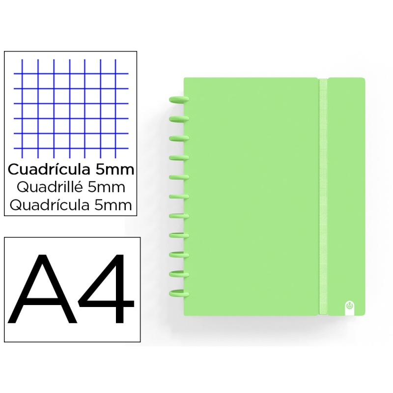 Cuaderno carchivo ingeniox foam a4 80h cuadricula verde pastel