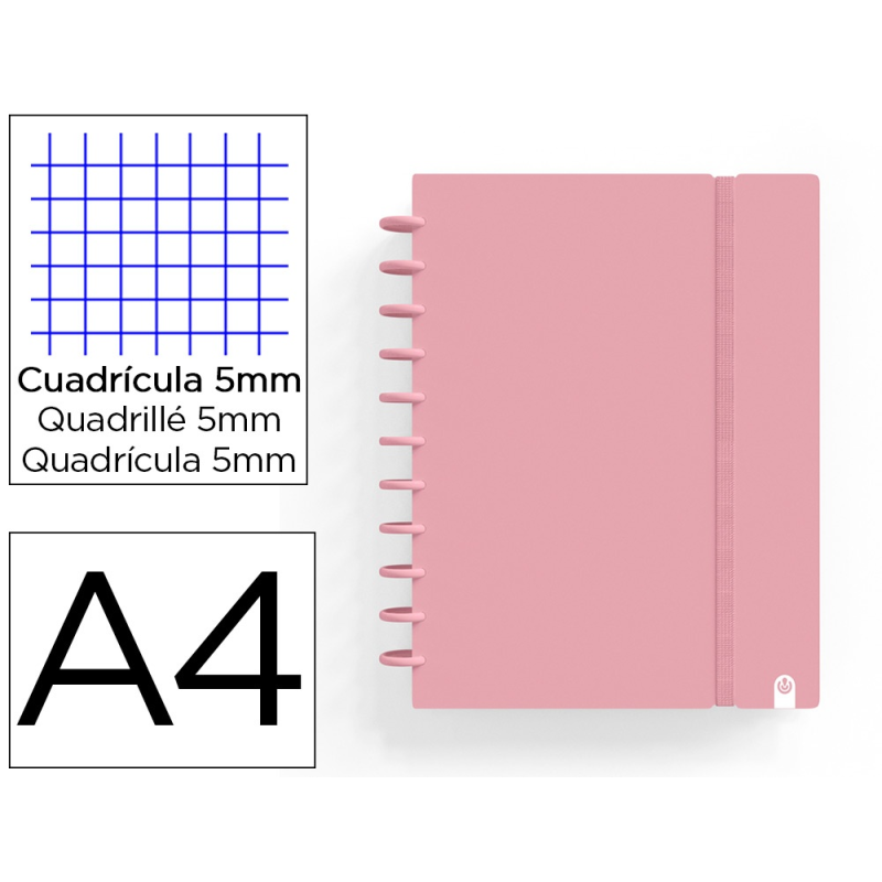 Cuaderno carchivo ingeniox foam a4 80h cuadricula rosa pastel