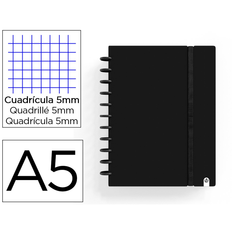 Cuaderno carchivo ingeniox foam a5 80h cuadricula negro
