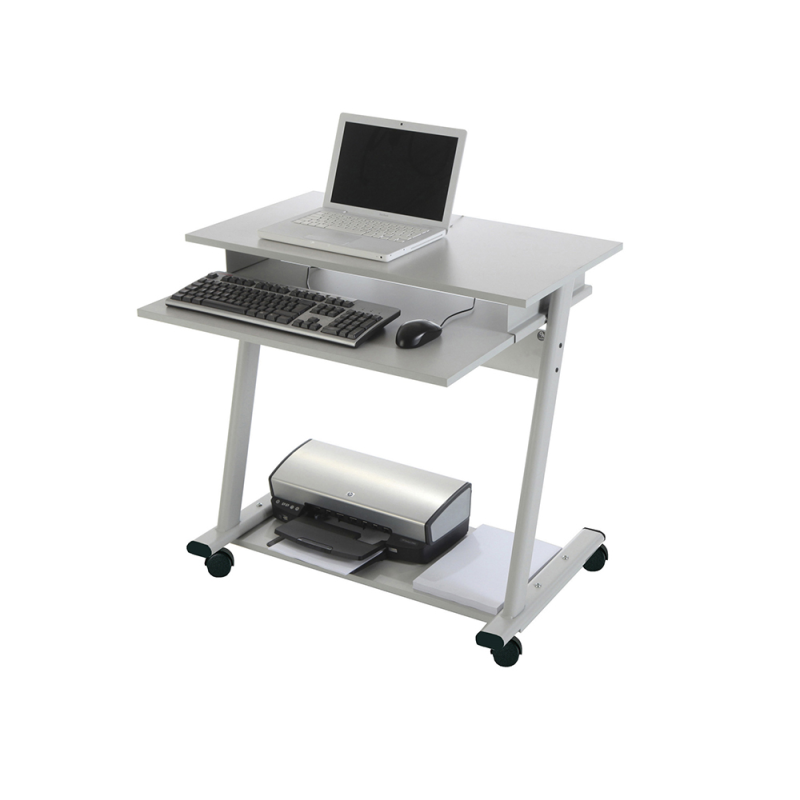 Mesa ordenador rocada rd-9100 sistema bloqueo con ruedas estructura metalica con bandeja teclado extraible