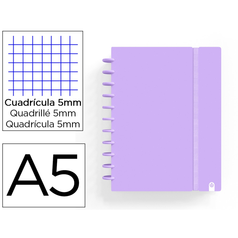 Cuaderno carchivo ingeniox foam a5 80h cuadricula malva pastel