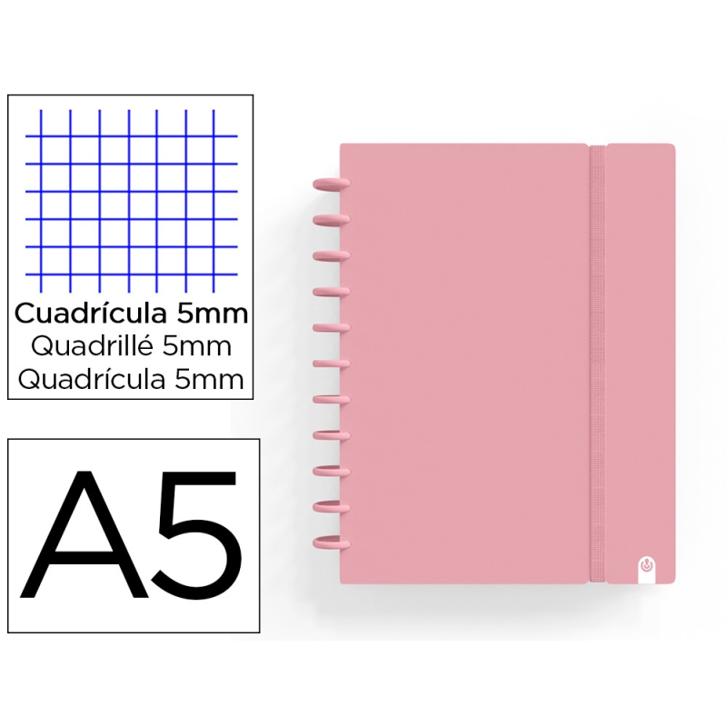 Cuaderno carchivo ingeniox foam a5 80h cuadricula rosa pastel