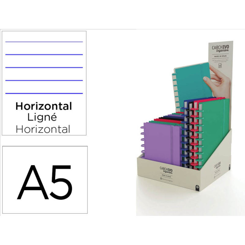 Cuaderno igeniox foam intenso horizontal expositor de 12 unidades surtidas