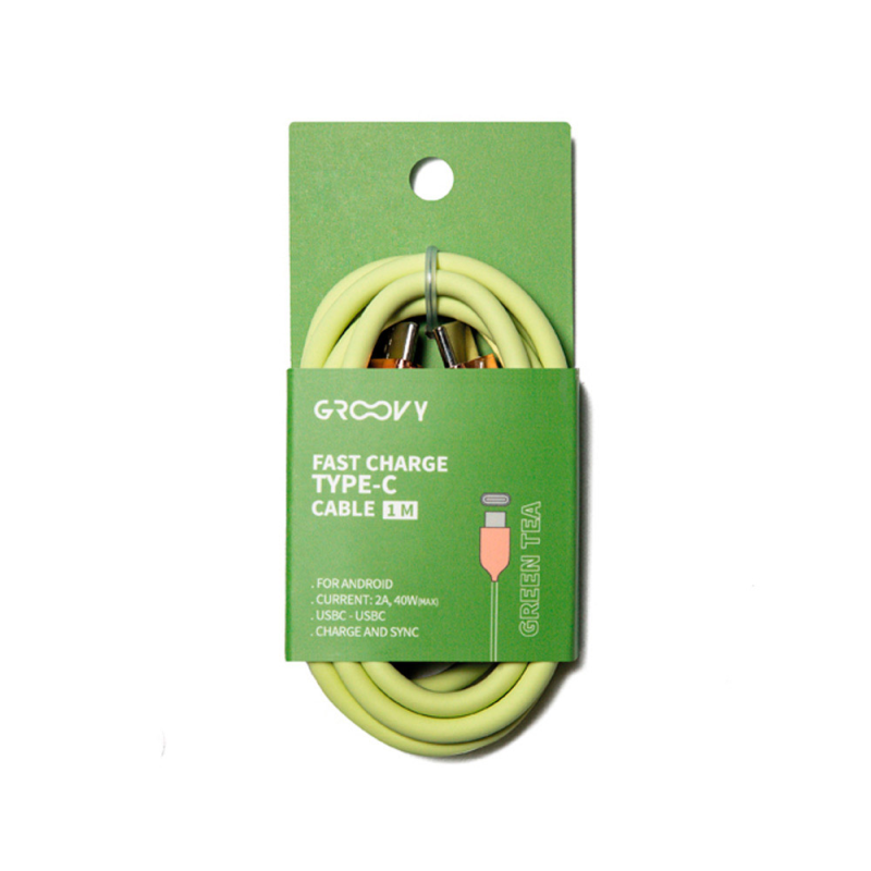 Cable groovy usb 2.0 tipo c a tipo c longitud 1 mt silicona color verde te