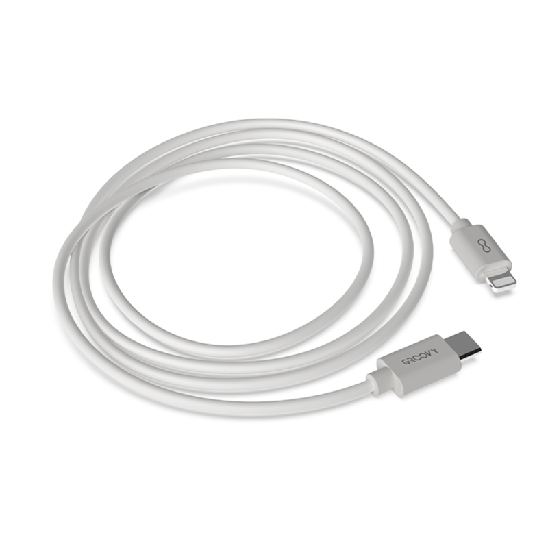 Cable groovy usb-c a apple lightning longitud 1 mt color blanco