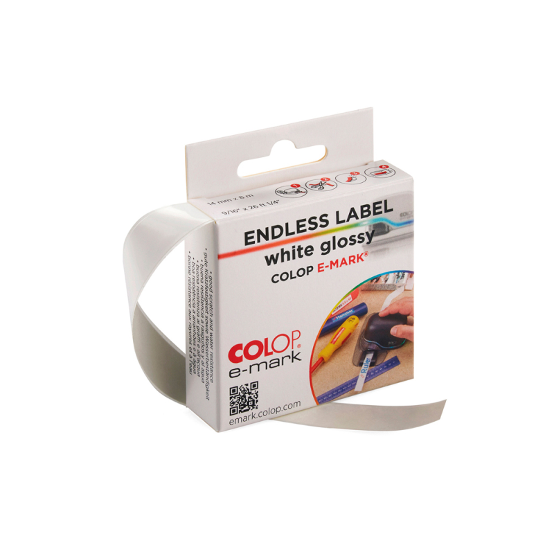 Cinta adhesiva colop polipropileno blanco brillo para impresora e-mark