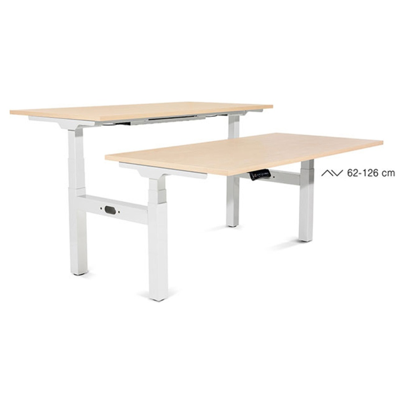 Mesa rocada doble regulable en altura electricamente 160x163 cm regulable color blanco / haya