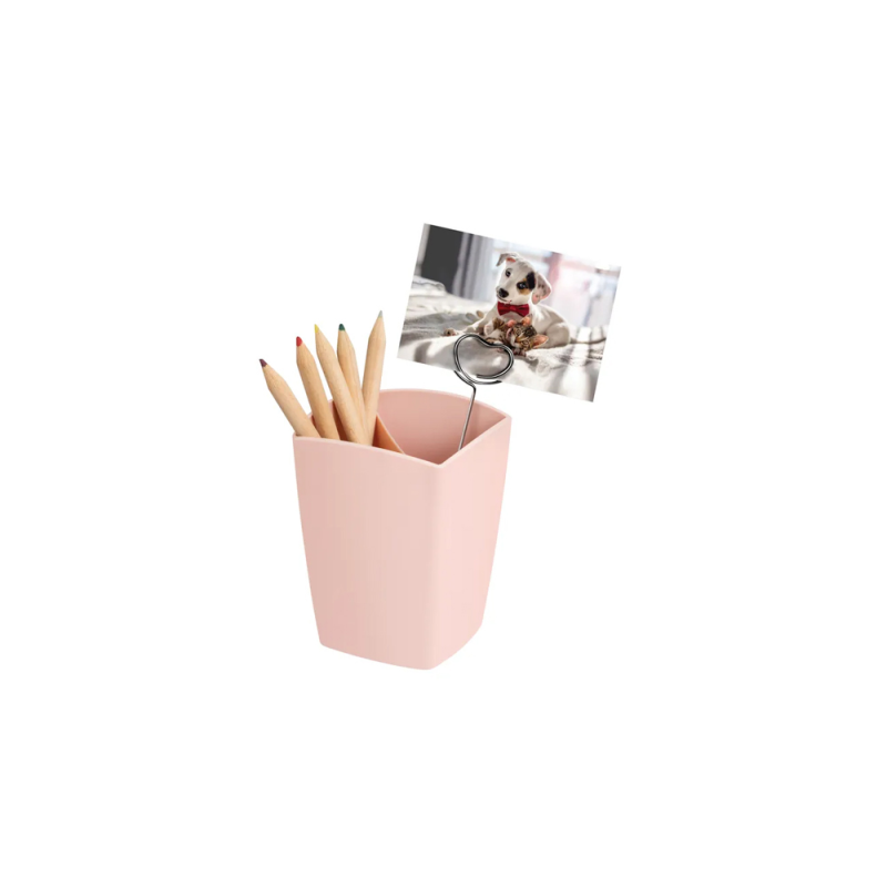 Cubilete portalapices cep mineral plastico color rosa nude 75x75x95 mm