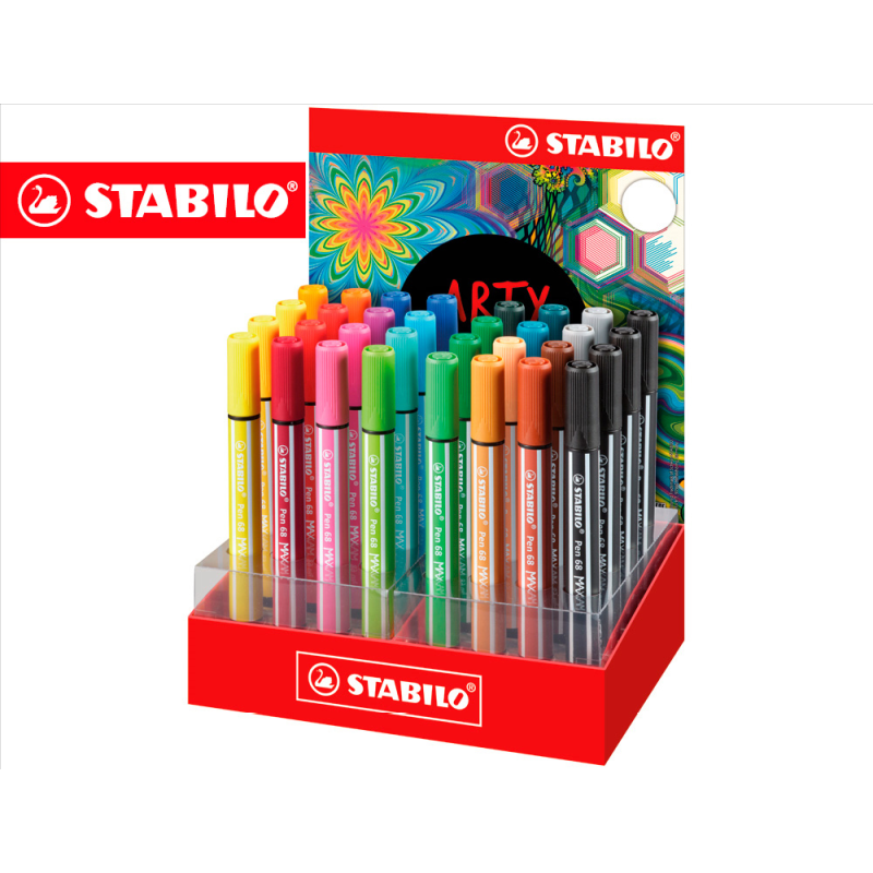 Rotulador stabilo acuarelable pen 68 max arty line expositor de 32 unidades colores surtidos