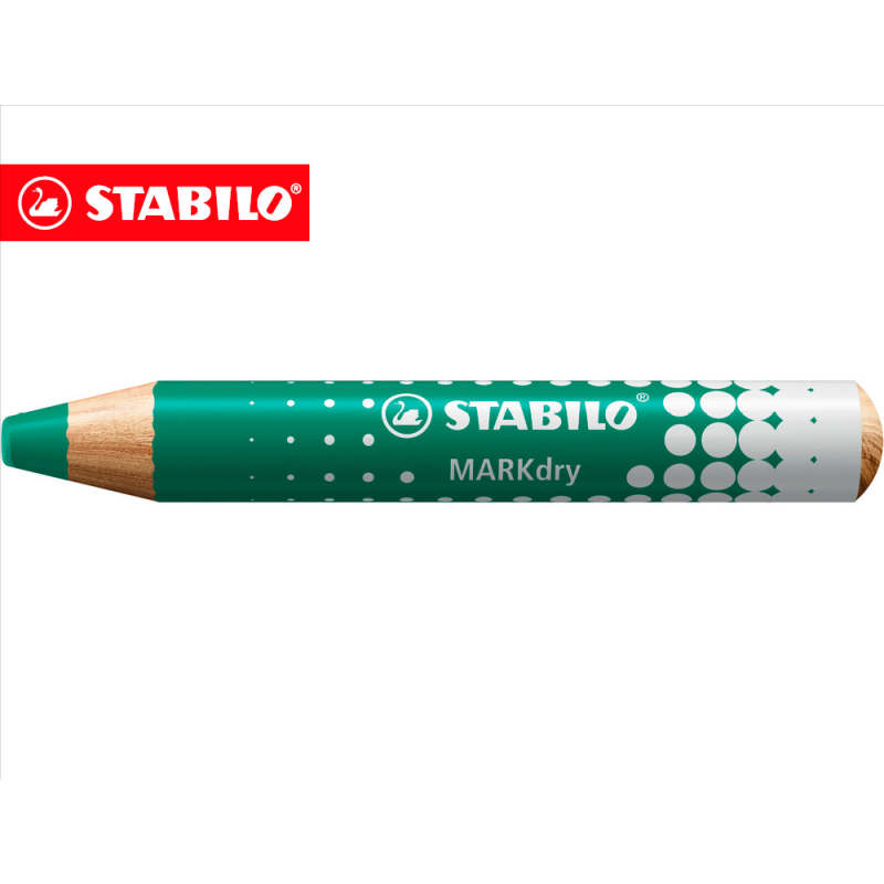 Lapiz marcador en seco stabilo markdry para pizarra blanca color verde caja de 5 unidades