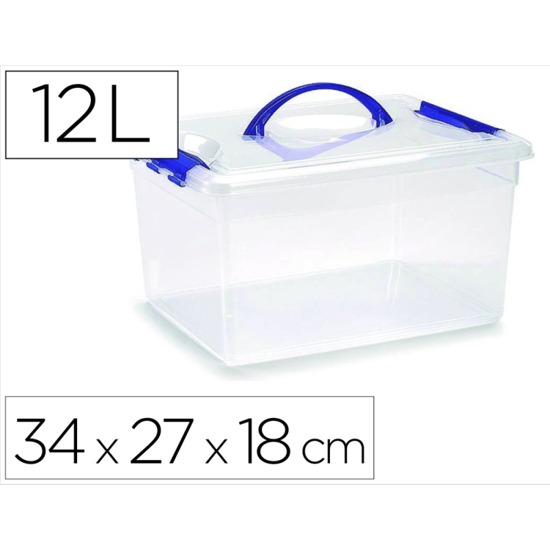 Contenedor plastico plasticforte n 9 transparente con tapa y asa capacidad 12 l