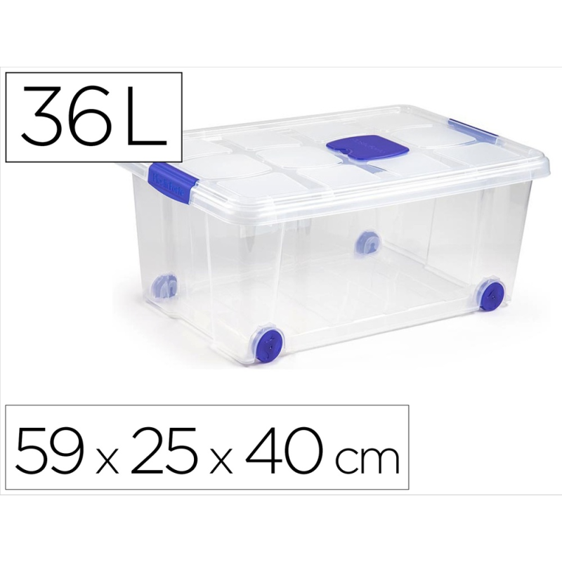 Contenedor plastico plasticforte n 3 transparente con tapa capacidad 36 l