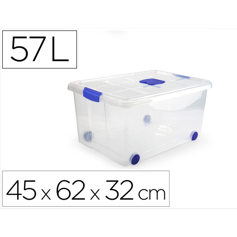 Contenedor plastico plasticforte n 5 transparente con tapa capacidad 57 l