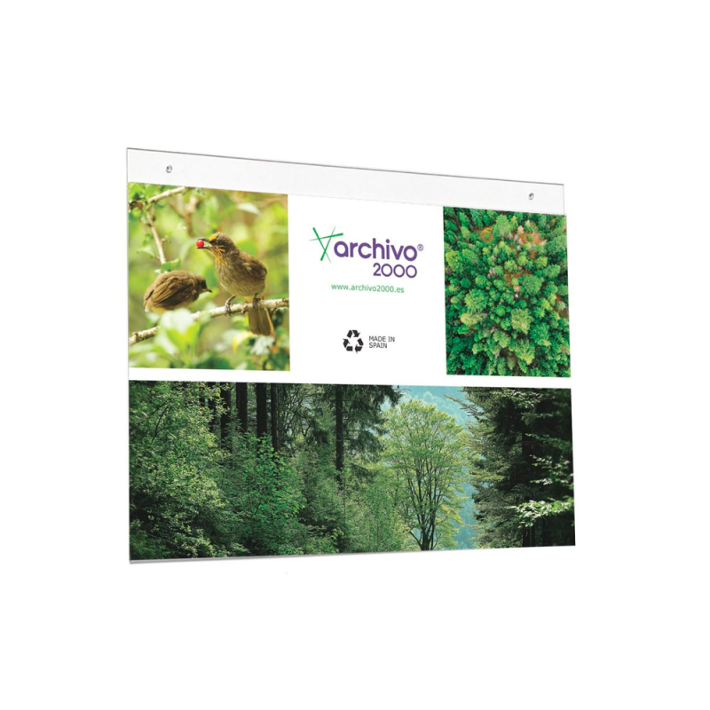 Expositor mural archivo 2000 din a3 horizontal con taladros espesor 2 mm cristal transparente 420x325 mm