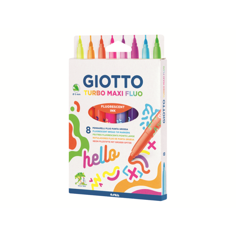 Rotulador giotto turbo maxi fluo caja de 8 unidades colores surtidos