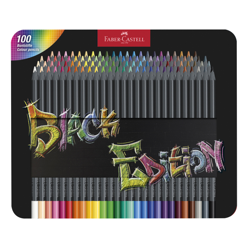 Lapices de colores faber castell black edition caja metalica de 100 unidades colores surtidos