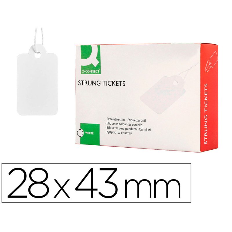 Etiquetas colgantes q-connect 28x43 mm caja de 500 unidades