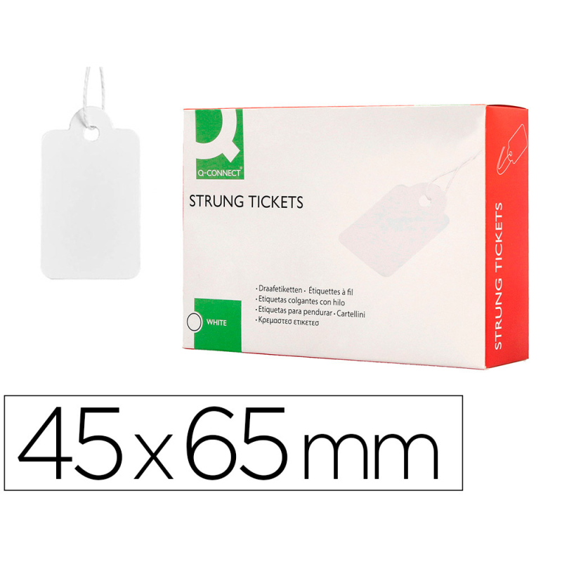 Etiquetas colgantes q-connect 45x65 mm caja de 400 unidades