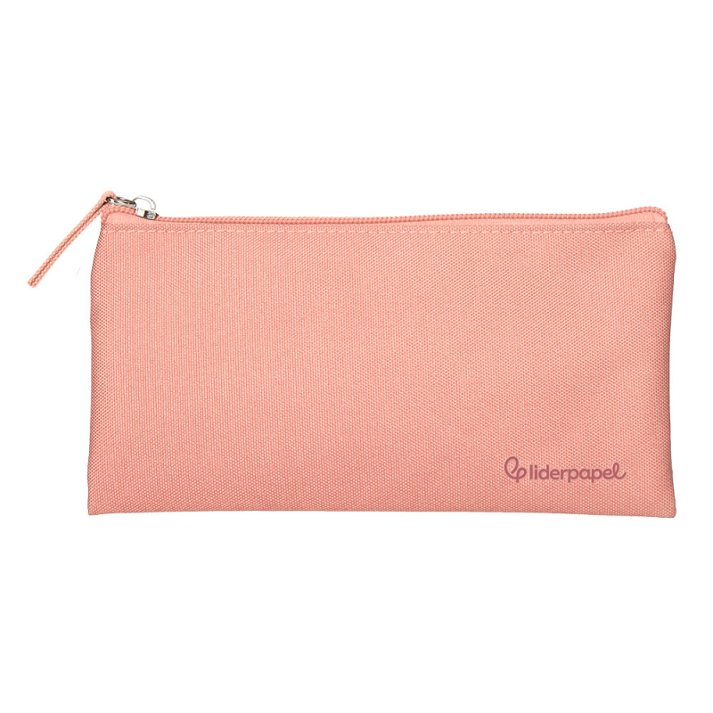 Estuche portatodo liderpapel plano ancho una cremallera 200x100 mm rosa