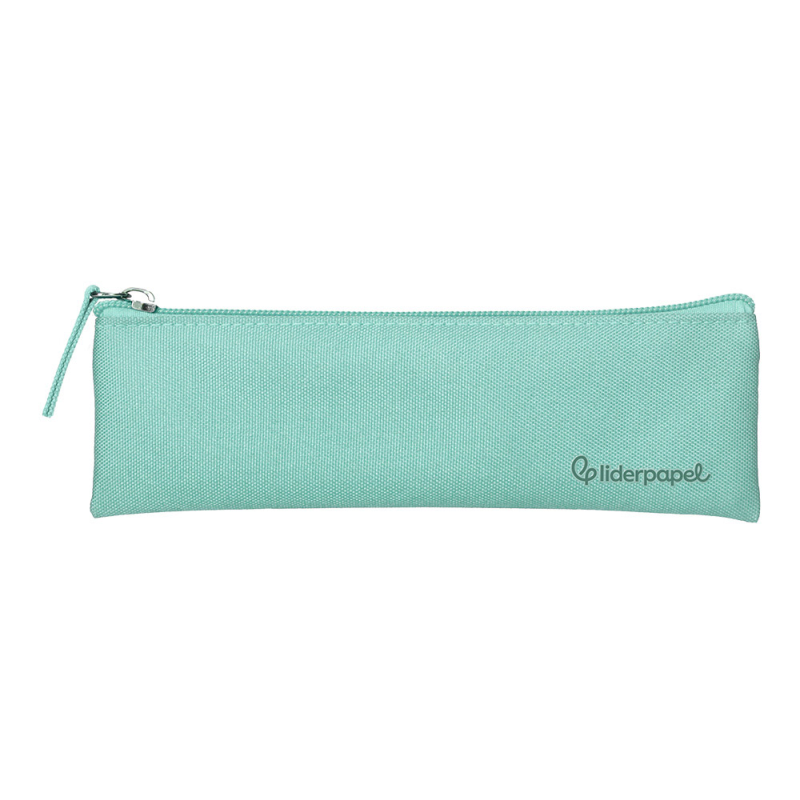 Estuche portatodo liderpapel plano estrecho una cremallera 200x60 mm verde manzana