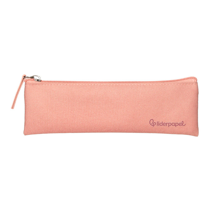 Estuche portatodo liderpapel plano estrecho una cremallera 200x60 mm rosa