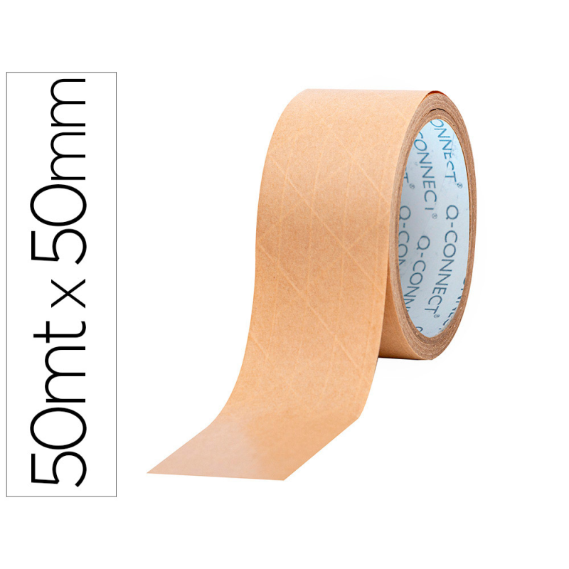Cinta adhesiva q-connect kraft reforzado 50 mt x 50 mm para embalaje