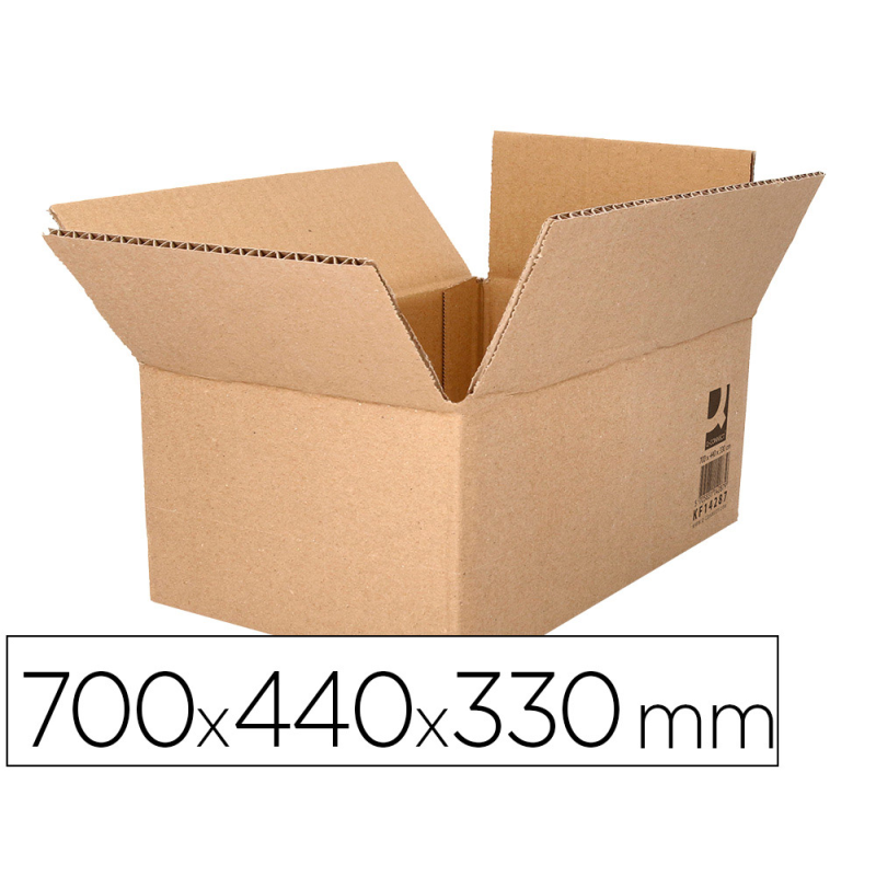 Caja para embalar q-connect americana ultra resistente carton reciclado canal doble 7mm color kraft 700x440x330 mm