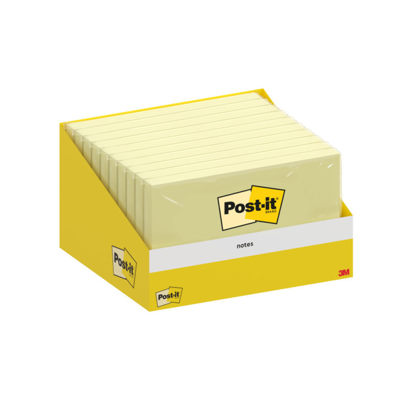 Bloc de notas adhesivas quita y pon post-it 76x127 mm 100 hojas amarillo canario retractilado individualmente