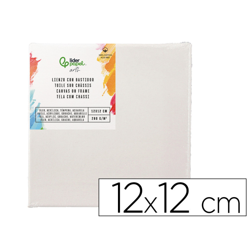 Bastidor liderpapel lienzo grapado trasero algodon 100% 12x12 cm