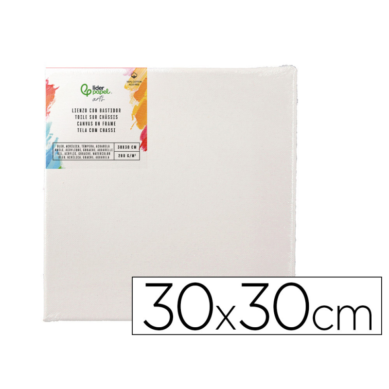 Bastidor liderpapel lienzo grapado trasero algodon 100% 30x30 cm
