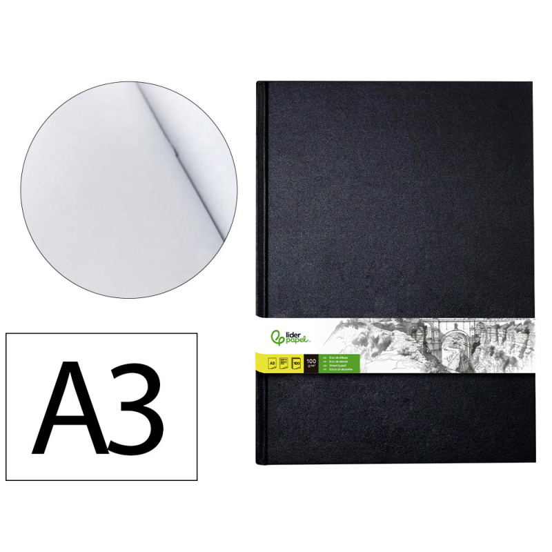 Bloc dibujo liderpapel esbozos encuadernado din a3 420x297 mm 100 hojas 100 gr/m2