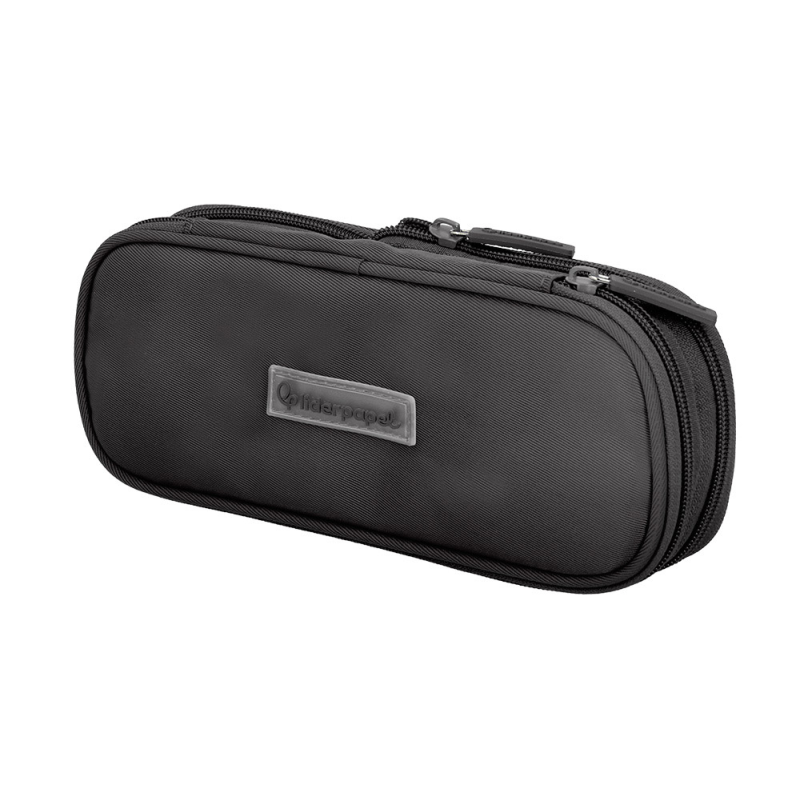 Estuche portatodo liderpapel color pop 2 cremalleras con compartimento extensible negro 230x60 mm