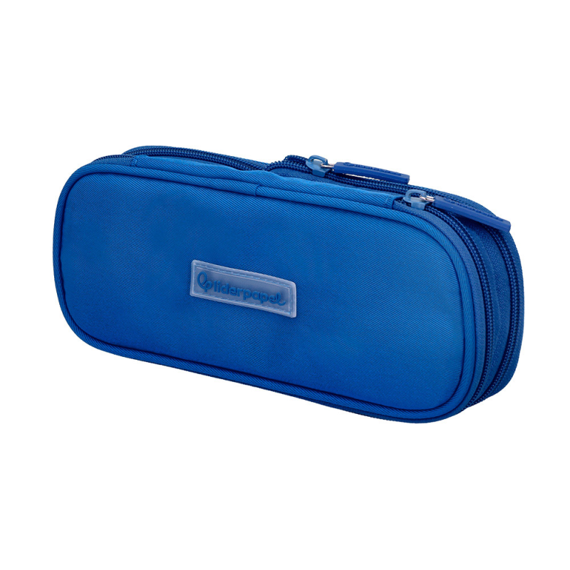 Estuche portatodo liderpapel color pop 2 cremalleras con compartimento extensible azul 230x60 mm