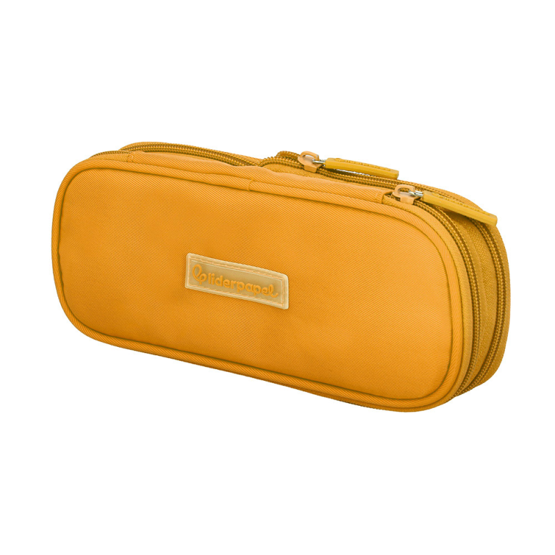 Estuche portatodo liderpapel color pop 2 cremalleras con compartimento extensible amarillo 230x60 mm