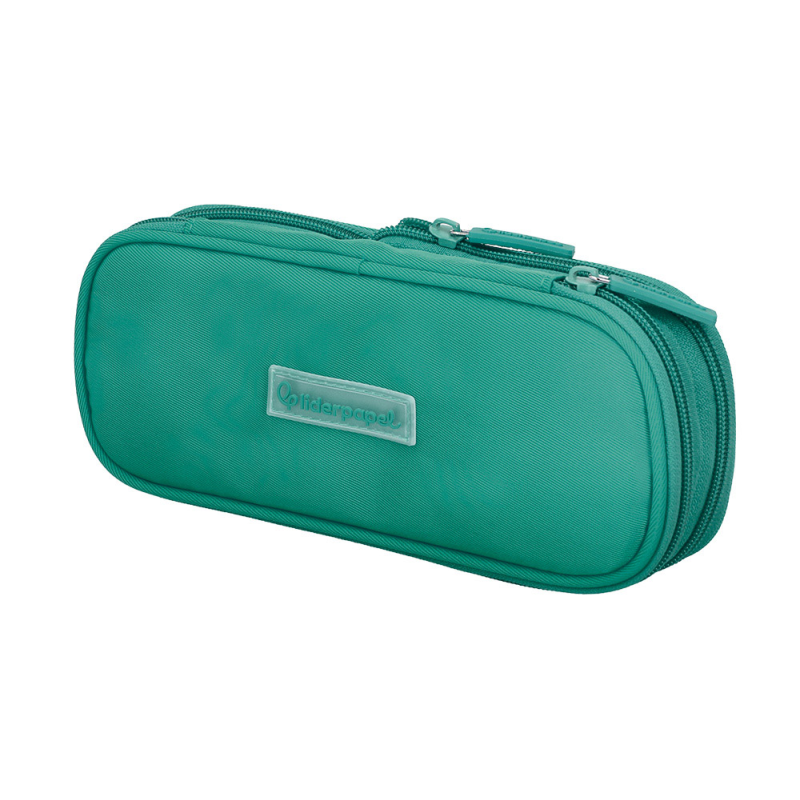 Estuche portatodo liderpapel color pop 2 cremalleras con compartimento extensible turquesa 230x60 mm