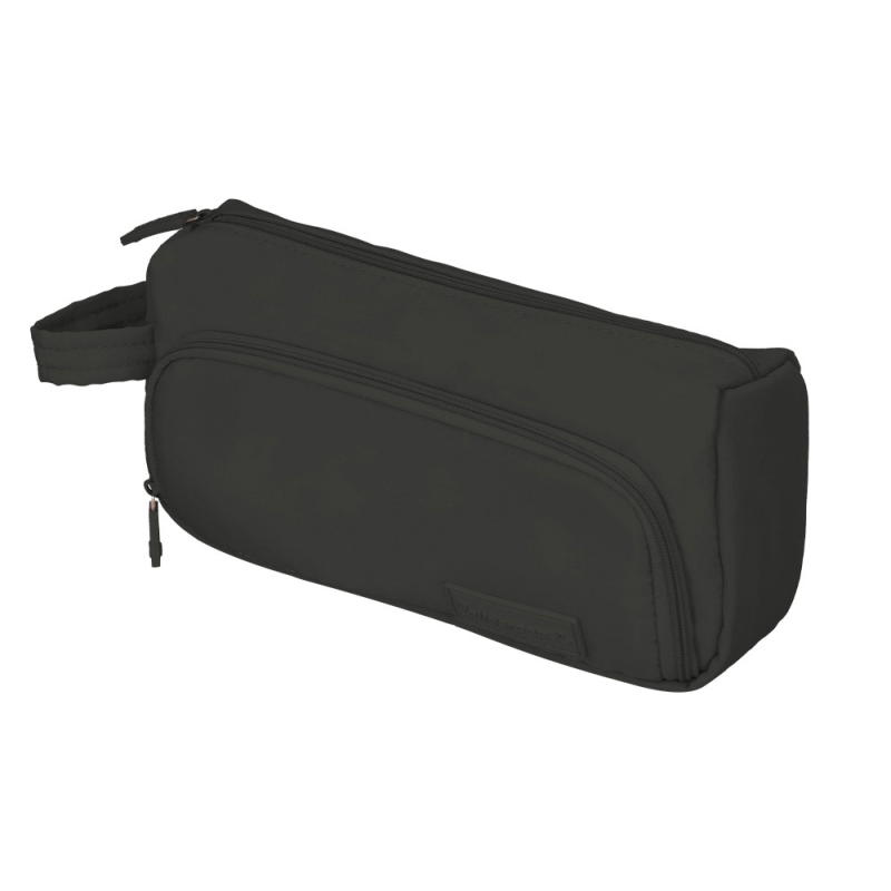 2stuche portatodo liderpapel minibag 2 cremalleras con bolsillo interior negro 210 x 210x100x70 mm