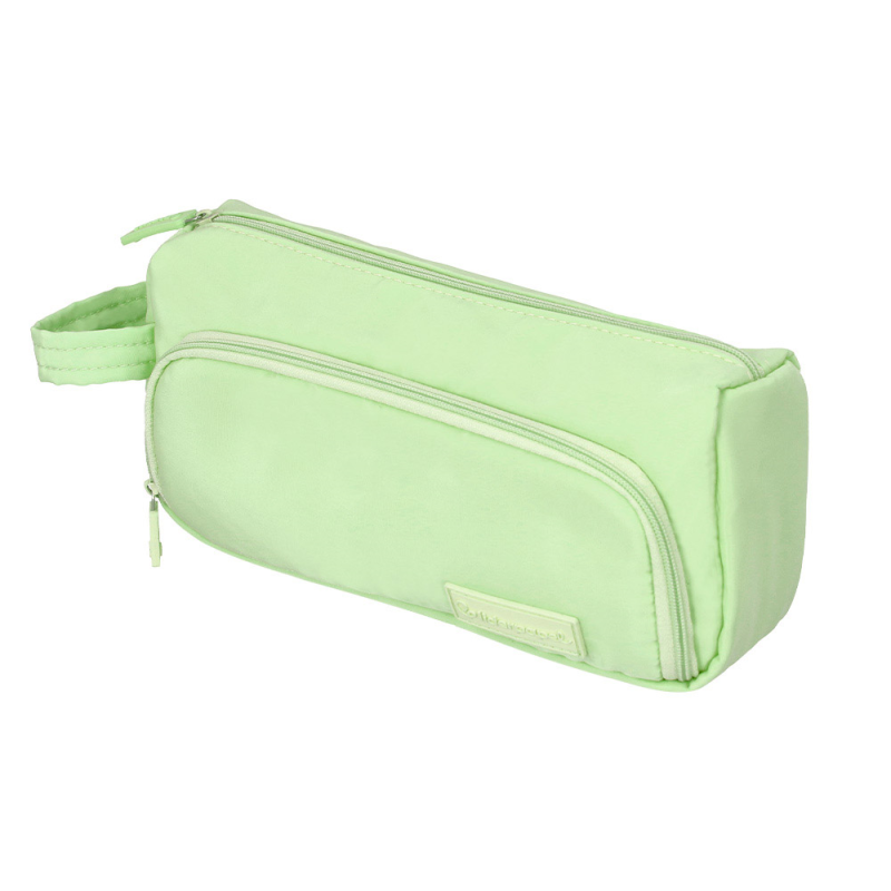 Estuche portatodo liderpapel minibag 2 cremalleras con bolsillo interior verde pastel210x100x70 mm