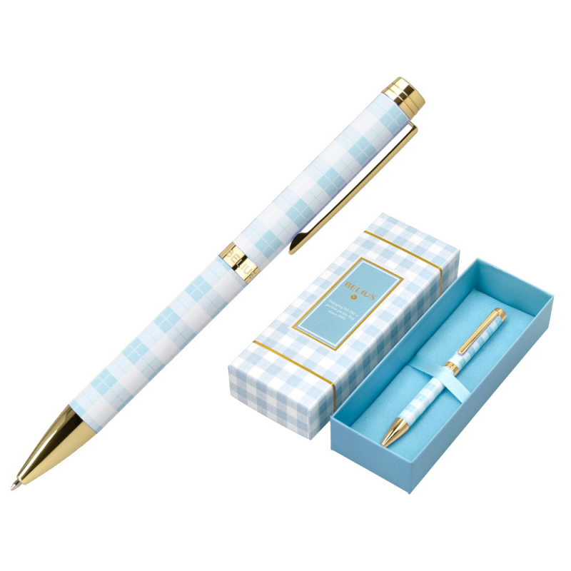 Boligrafo belius perfect picnic day aluminio color azul celeste dorado tinta azulcaja de diseño
