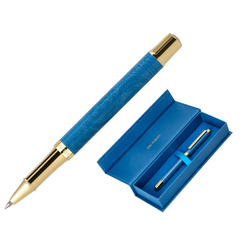 Roller belius wild west aluminio color azul marino dorado tinta color negro caja de diseño