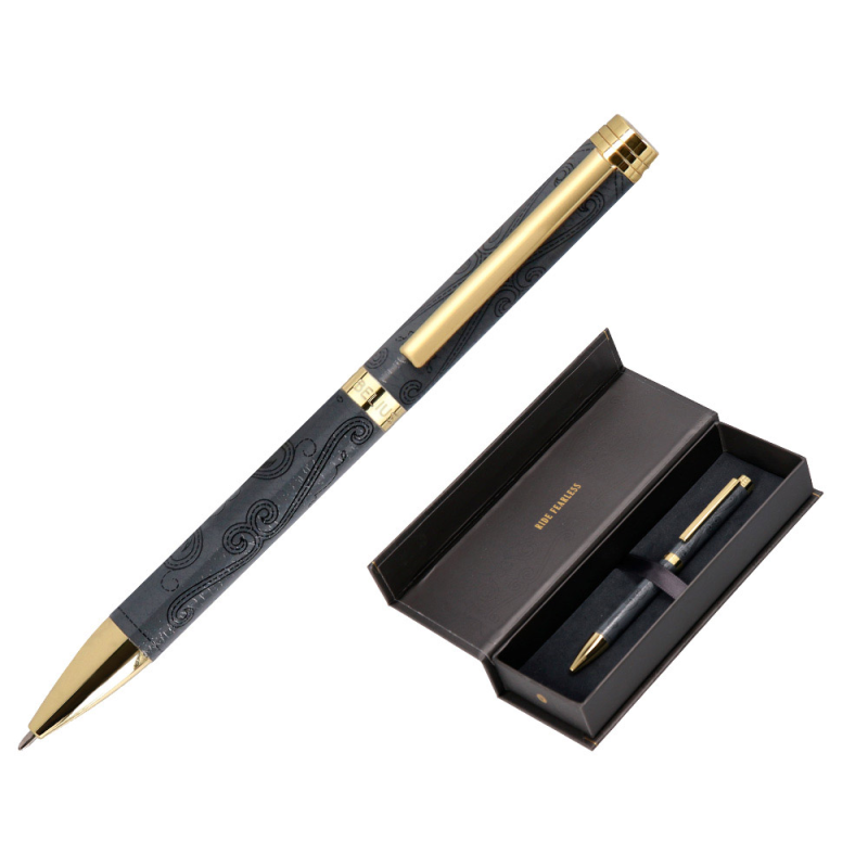 Boligrafo belius wild west aluminio color negro dorado tinta color azul caja de diseño