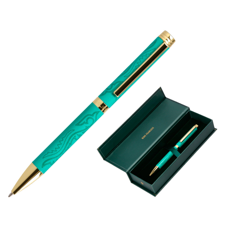 Boligrafo belius wild west aluminio color verde tinta color azul caja de diseño