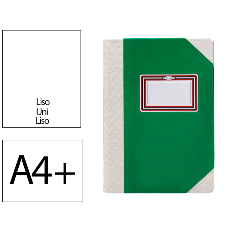 Libro cartone cosido fernandes flecha din a4+ liso 50 hojas 100 gr verde