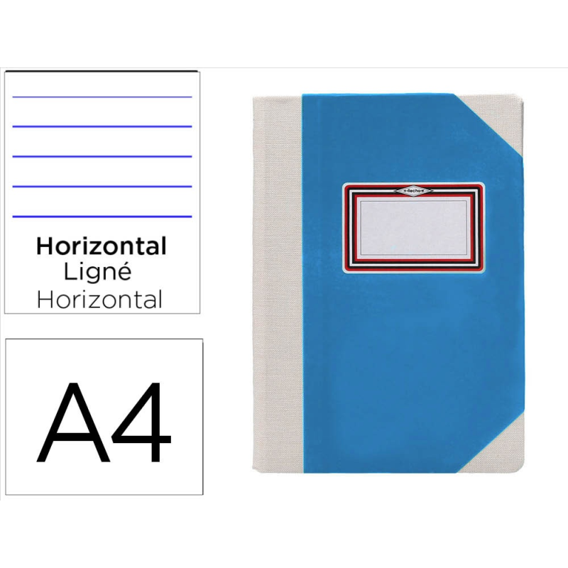 Libro cartone cosido fernandes flecha din a4+ rayado horizontal 50 hojas 100 gr azul