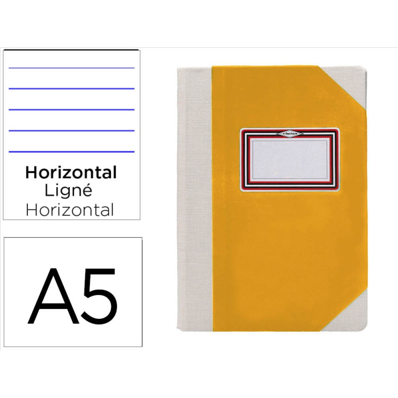 Libro cartone cosido fernandes flecha din a5+ rayado horizontal 50 hojas 100 gr amarillo
