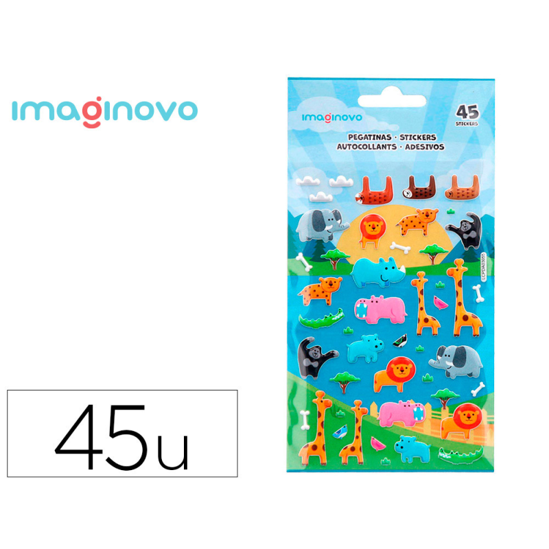 Pegatinas imaginovo cute animales safari con relieve 190x105 mm en blister