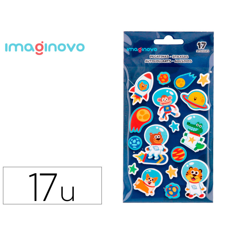 Pegatinas imaginovo luminosas astronautas con relieve 190x105 mm en blister