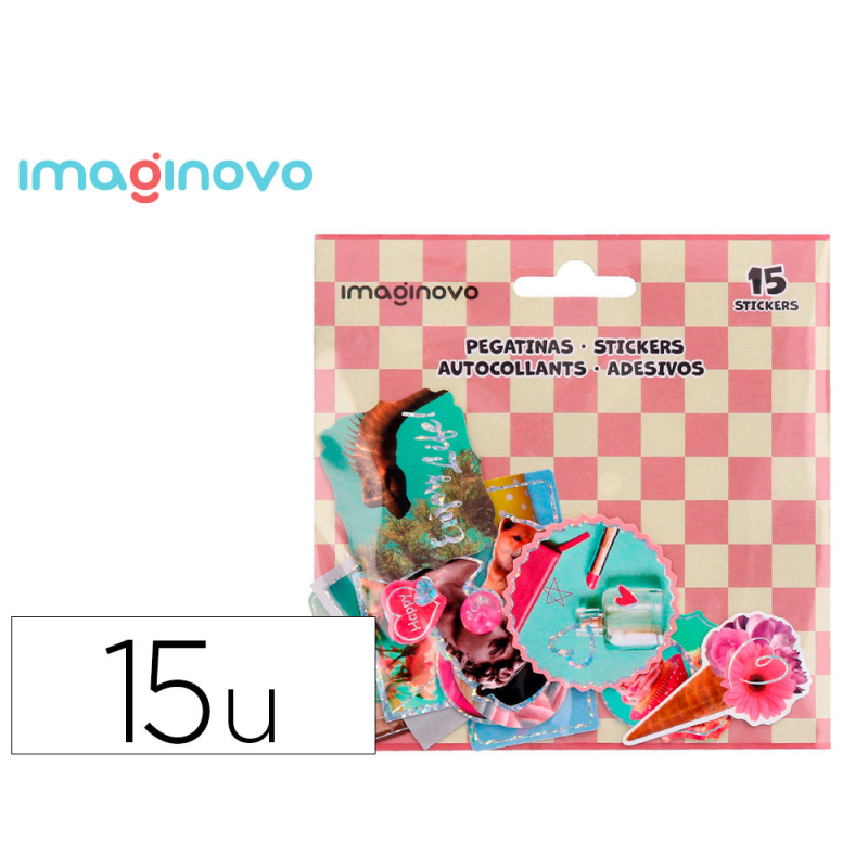 Pegatinas imaginovo good vibes diseños surtidos para ordenador 145x140 mm en blister