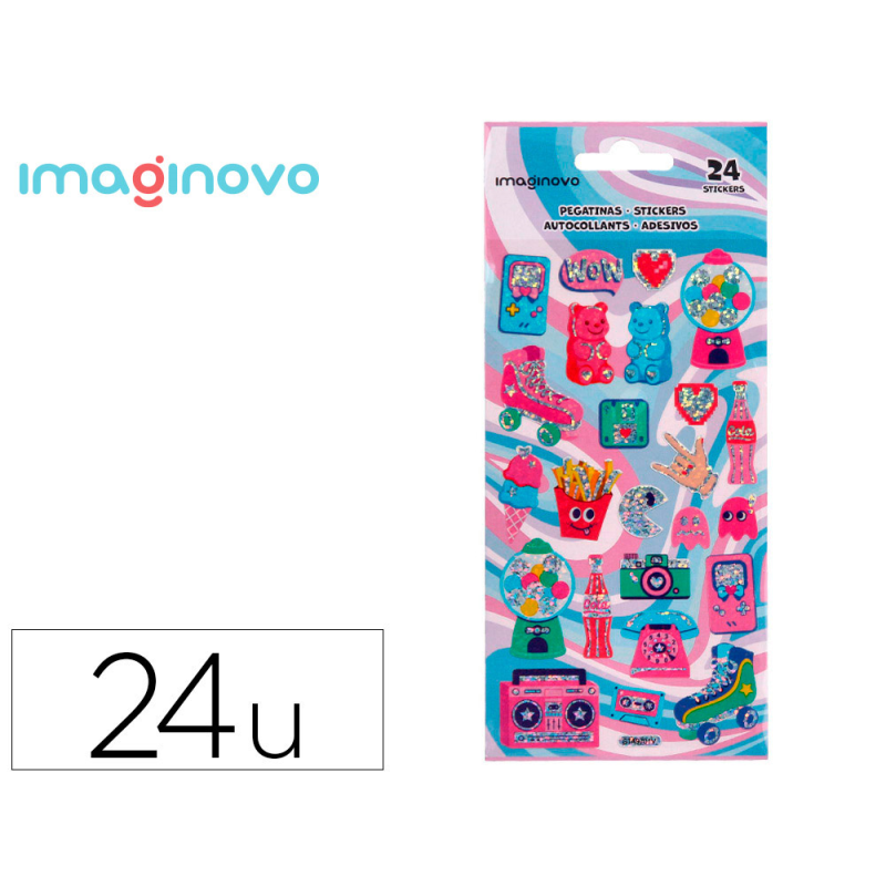 Pegatinas imaginovo diseños surtidos hobbies con brillo 214x100 mm en blister