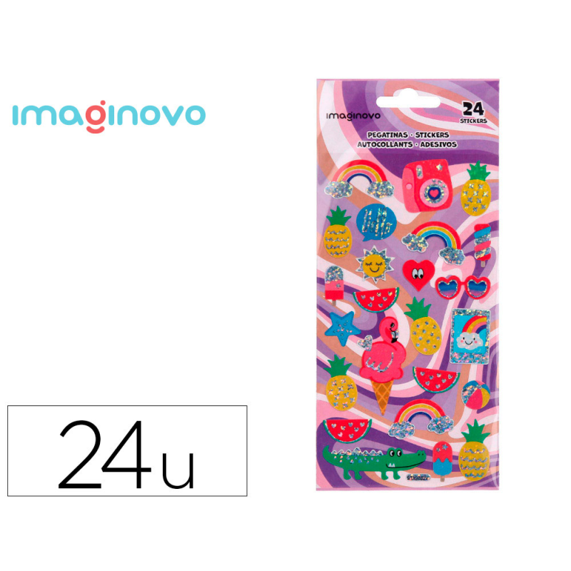 Pegatinas imaginovo diseños surtidos verano con brillo 214x100 mm en blister