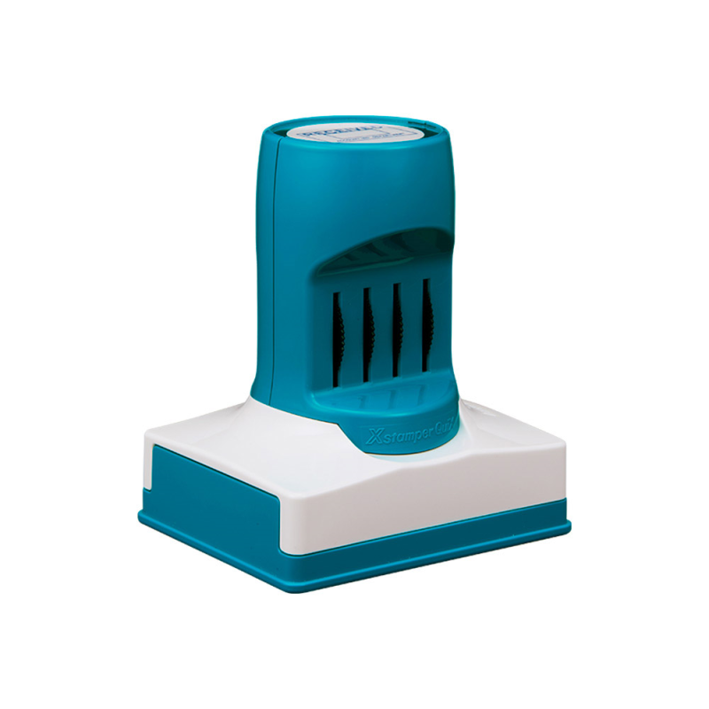 Sello x stamper quix personalizable con fechador color negro 34x54 mm q82
